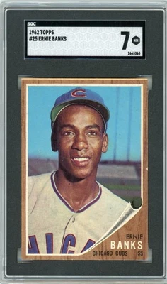 1962 Topps Ernie Banks #25 Cubs SGC 7 RARE HIGH GRADE!!! - Image 1 of 2