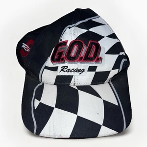 Vintage 90s Checkered Flag G.O.D. Racing Snapback Cap NASCAR #91 Riley schwarz - Bild 1 von 6