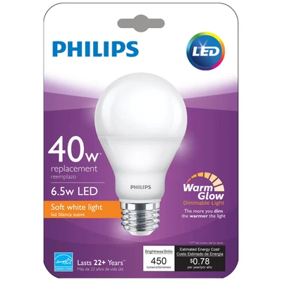 Philips Energy-Saving Dimmable Bulb - Soft White Light -  2700K - 6.5 W LED - Image 1 of 4