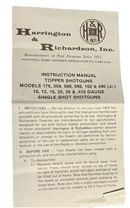 1980 H&R Harrington Richardson Topper Shotguns Instruction Manual Pamphlet - Picture 1 of 5