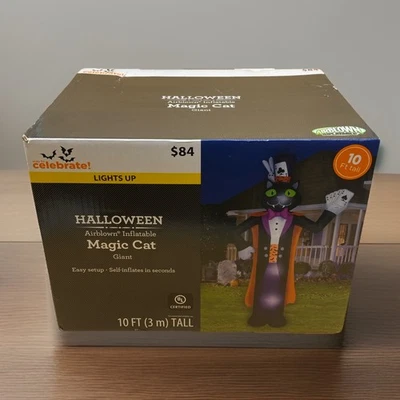 Gemmy Halloween 10 ft Tall Giant Magic Cat Airblown Yard Inflatable - New - Image 1 of 4