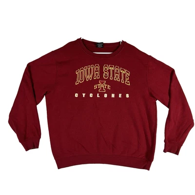 Iowa State Cyclones Sweatshirt Mens XL Red Y2K Fleece Pullover College Frat NCAA - Image 1 of 4