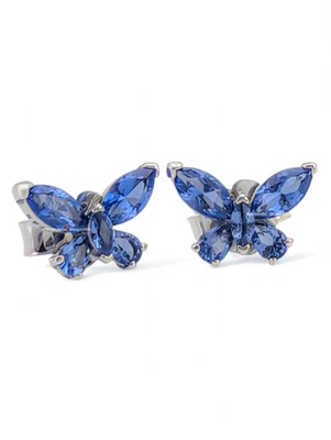 NEW 100% Authentic PANDORA 925 Sparkling Blue Butterfly Stud Earrings 294230C01 - Image 1 of 4