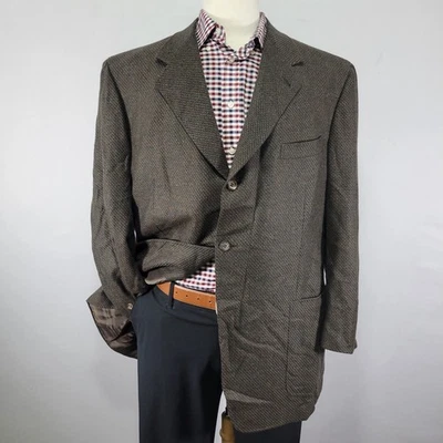 Abrigo Blazer Deportivo Para Hombre Canali Saks Fifth Avenue Tres Botones Marrón Cachemira 48R Foto 1 de 4