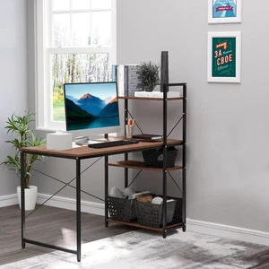 Computer Desk Laptop Pc Study Table Home Office Desk With Shelves and reversable - Picture 1 of 11