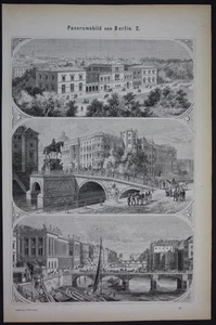 1875 Berlino Anischten Brandeburgo Cancello Intaglio IN Legno Stampa Antica - Picture 1 of 1