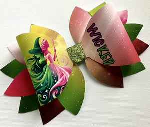 WICKED 5" STATEMENT PRINTED CANVAS FABRIC BOW TEMP TO MAKE YOUR OWN HAIR BOWS - Picture 1 of 4