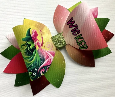 WICKED 5" STATEMENT PRINTED CANVAS FABRIC BOW TEMP TO MAKE YOUR OWN HAIR BOWS - Image 1 of 3