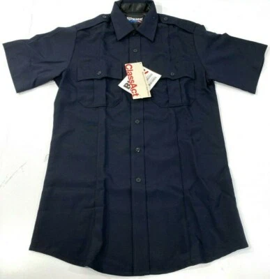 NEW MEDIUM TALL BLAUER MENS SHORT SLEEVE POLY WOOL SHIRT 8460 DARK NAVY MEDIUM - Image 1 of 3