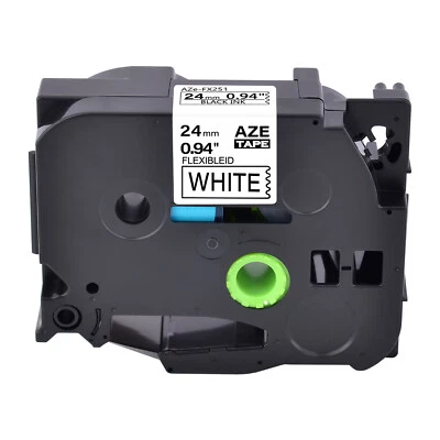 GREENCYCLE 1PK 0.94" Compatible for Brother TZ-FX251 TZe-FX251 Black on White Label Tape