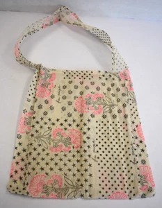 Free People Linen Cloth Lightweight Shopping Tote Bag Tan Pink Paisley Boho - Picture 1 of 5