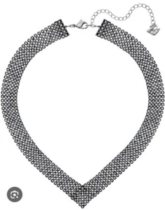 SWAROVSKI 5363515 RHODIUM PLATED BLACK STAINLESS STEEL CRYSTAL WOMENS NECKLACE - Picture 1 of 7