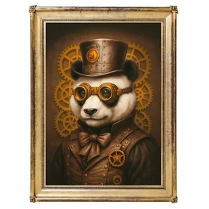 Steampunk Panda Druck, Tier Kunstdruck, Wohndeko, Vintage Kunst, Gothic Wand - Bild 1 von 9