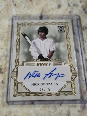 2020 Leaf Ultimate Draft NICK GONZALES Gold AUTO RC Rookie #24/75 Pirates  - Image 1 of 2
