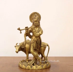 Krishna Statue Surabhi Cow Sculpture Hindu God Home Temple Garden Decor Gift Art - Picture 1 of 4