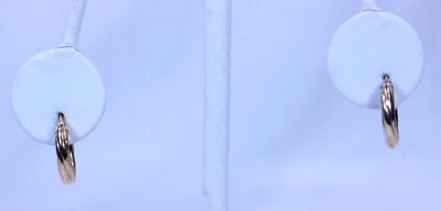 Beautiful 8K Rose Gold Small Twisted Hoop Earrings 0.5"- 13526 - Image 1 of 4