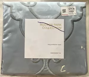 HUDSON PARK COLLECTION EMBROIDERED TILE KING COMFORTER COVER SET NOP MSRP $500 - Picture 1 of 4