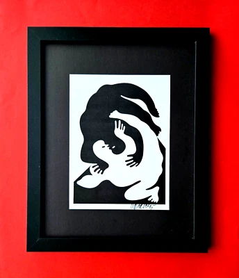 VICTOR VASARELY IMPRESSÃO DE 1970 + RESUMO GEOMÉTRICO ASSINADO +NOVO QUADRO 14x11in$ - Imagem 1 de 4