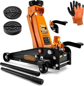 Wagenheber 3T + 2x Gummi Rangierwagenheber mit Fußpedal 130-490mm Heber - Bild 1 von 5