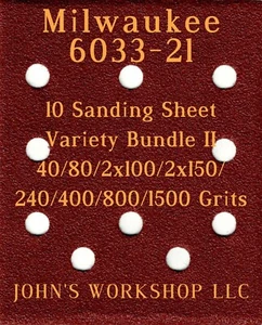 Milwaukee 6033-21 - 40/80/100/150/240/400/800/1500 - 10pc Variety Bundle II - Picture 1 of 2