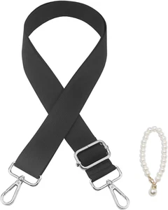 Adjustable Wide Crossbody Purse Strap - 1.5" Black Shoulder Replacement Belt - Picture 1 of 12