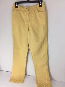 St John Size 6 Womens Yellow 5 Pocket Jeans Style Pants SJ Logo Fabric no label - Picture 1 of 8