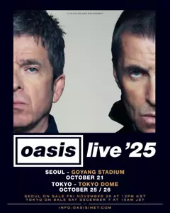 Oasis Concert Tour 2025 Poster – A1, A2, A3, A4 – Vibrant Art Print for Oasis - Foto 1 di 1