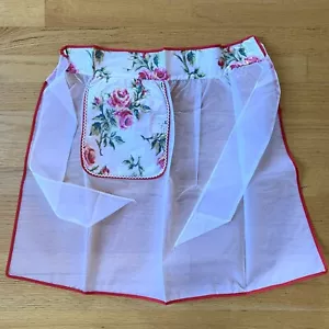Vintage Kitchen Apron SHEER with Roses NEW OLD STOCK #792 Nylon and Cotton (I) - Picture 1 of 7