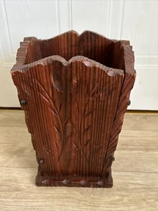 Floor Flower Pot Wooden Vase home Decor -H 30 X Open Top 20 X 20cm - Picture 1 of 15
