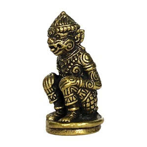 Tesoro Hanuman Dios Mono, Rey del Mono Amuleto Tailandés Vintage Latón Oro - Imagen 1 de 8
