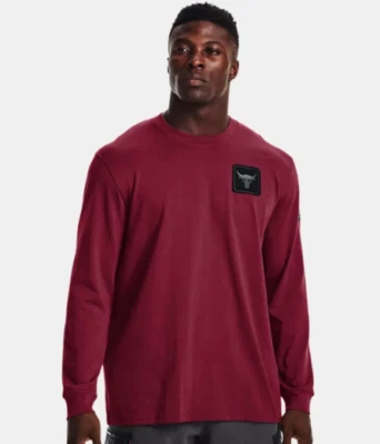 Under Armour Hombre Project Rock Peso Pesado Manga Larga 1367136, Grande, Rojo Foto 1 de 4