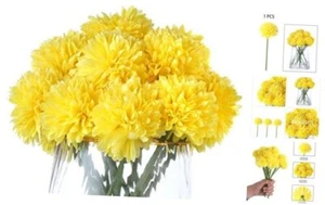 20 Pcs Artificial Flowers Fake Silk Hydrangea Flowers Chrysanthemum Yellow - Picture 1 of 6