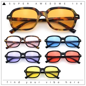 Gafas de sol retro Hustler ovaladas rectangulares de plástico con borde de cuerno medio ambiente vintage - Imagen 1 de 39