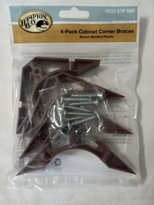 💥NEW💥Hampton Bay Cabinet Corner Braces (4) Pack Brown Molded Plastic. - Imagen 1 de 3