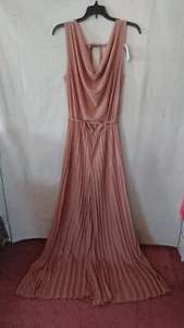 Women's Vintage Taupe Love Culture Sleeveless Chiffon Jumpsuit Size Large - Picture 1 of 4