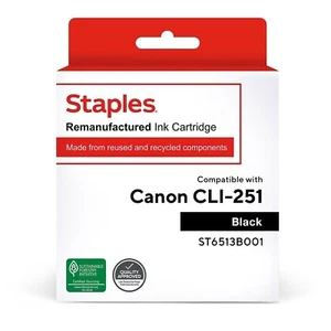 Tru Red Canon CLI-251BK (6513B001) schwarze wiederaufbereitete Tintenpatrone - Bild 1 von 2