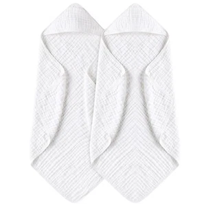2 Pack Hooded Baby Towels for Newborn 100% Muslin Cotton Baby Bath Towel NWT - Picture 1 of 6