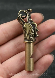 Colgante Silbato Cabeza Larga Dragón Animal Adorable Zodiaco Bronce China 2.56" Coleccionar - Imagen 1 de 7