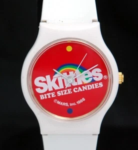 1986 SKITTLES x Criteron HERREN UHR White Bite Size Candies MARS Promo RARE VTG - Bild 1 von 8