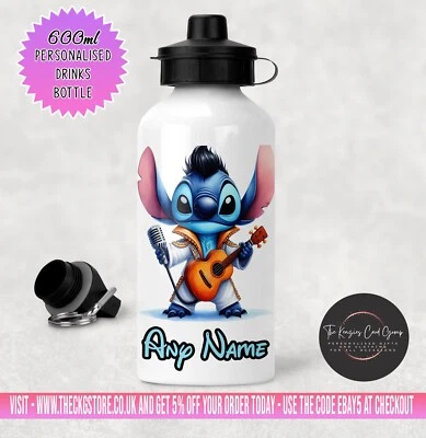 Personalised Stitch Lilo And Stitch Elvis Drinks Sports Childrens Water Bottle - Image 1 of 2