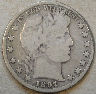 1897 Barber Half Dollar 50c VG Notice Obv Rim 1-3:00 As Pictured Bk3 - Image 1 of 2