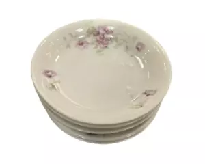 HAVILAND LIMOGES FRANCE PURPLE VIOLET FLOWER DESSERT BOWLS - SET 6 - Picture 1 of 3