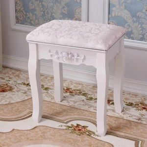 Vintage Damask Floral Dressing Table Stool Padded Vanity Makeup Seat Piano Chair - Picture 1 of 11