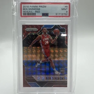 2016-17 Panini Prizm Mosaic RED REFRACTOR Ben Simmons #6 PSA 9 MINT Rookie RC - Bild 1 von 2