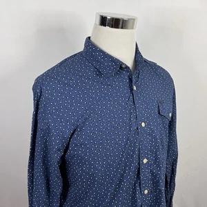 Scotch & Soda Medium Long Sleeve Casual Shirt Geometric Print Blue White Cotton - Picture 1 of 6