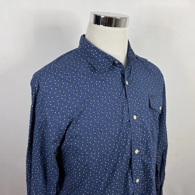 Scotch & Soda Medium Long Sleeve Casual Shirt Geometric Print Blue White Cotton - Image 1 of 4