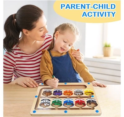 Magnetic Color Number Maze Wooden Educational Magnet Board Montessori W/stand - Image 1 of 4