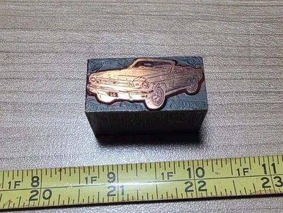 Vintage Letterpress Printing Block Antique Convertible Car - Image 1 of 4