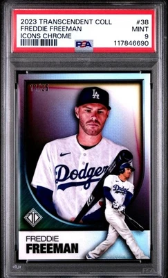 Freddie Freeman PSA 9 TOPPS 2023 TRANSCENDENT COLL. ICONS CHROME Dodgers #d /25  - Image 1 of 2