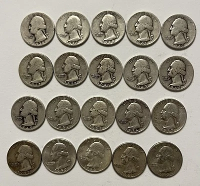 Lot of (20) 25c Washington Quarters 90% 5$ FV - Image 1 of 2